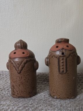 HH Brown Ceramic Salt and Pepper Shakers - Set of 2